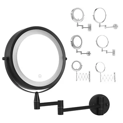 Wall Mounted Bathroom Makeup Shaving Mirror Extendable Magnifying Round Mirror • £26.94