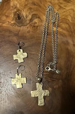 Marie Chavez Gold Cross Necklace And Earrings  • $29.99