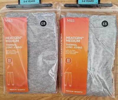 2 X M&S Boys GREY Heatgen THERMAL Long Johns/base Layer MEDIUM WARMTH Age 5-6 BN • £11.99