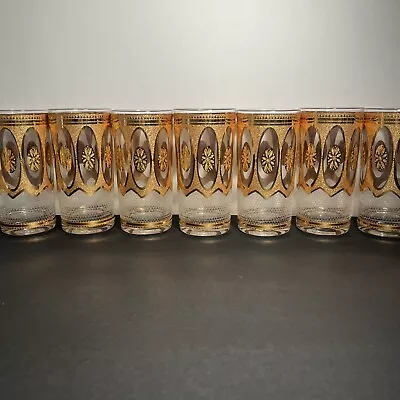 7 Vintage Barware MCM Culver Regency 22k Gold&White Highball Glasses • $100