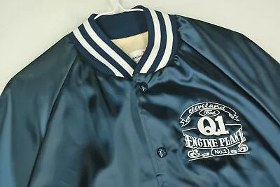 Vintage 90s Cleveland FORD Engine Plant Q1 Satin Jacket Mens M Blue Racing • $39.99