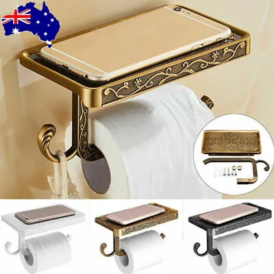 $22.95 • Buy Toilet Paper Roll Holder With Phone Shelf Wall Mounted Brass TissueRack Bathroom