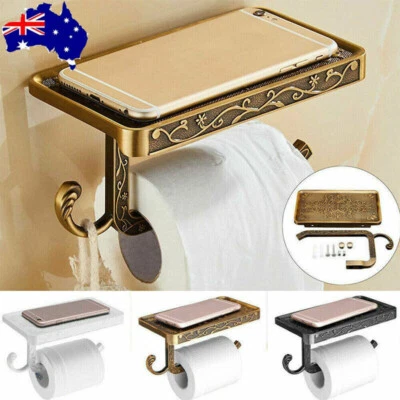 Toilet Paper Roll Holder With Phone Shelf Wall Mounted Brass TissueRack Bathroom • $21.80