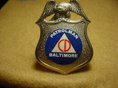 Vintage Obsolete Civil Defense Cd Badge - Baltimoremd. • $65