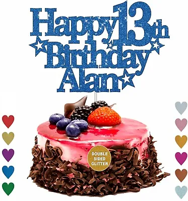 £2.85 • Buy Personalised Happy Birthday Cake Topper Custom Cake Decoration 13th 21st 60th