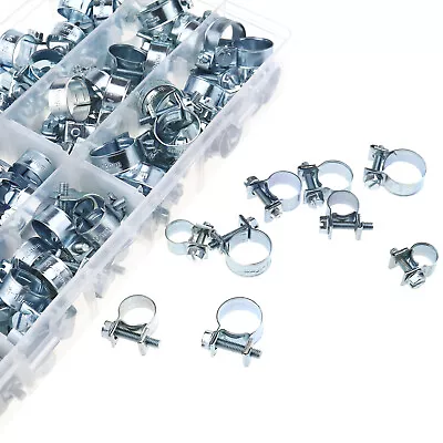 135PCS Galvanized Metal Hose Pipe Clamp Fastener Kit With No Driver Clip Set • £15.86