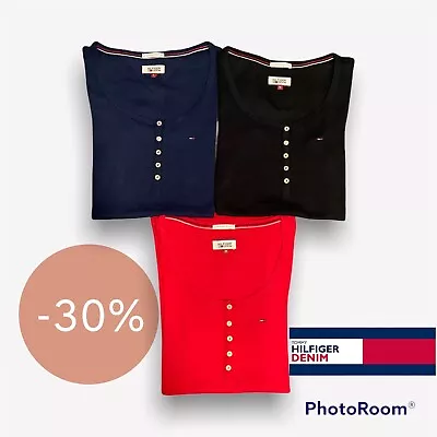 £9.99 • Buy Tommy Hilfiger Henley Short Sleeve Tops T-shirt Authentic