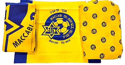 MACCABI Tel-Aviv Soccer 3 Piece Twin Sheet Set W/ Flat Sheet-Fitted-Pillowcase! • $8.99