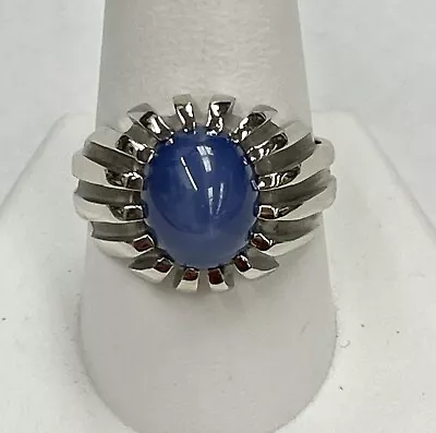 14K White Gold Vintage Star Sapphire Gents Ring Size 10.75 • $699