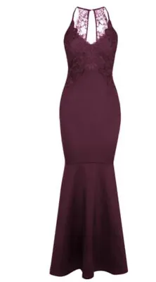£49.50 • Buy Lipsy London  Burgundy Maxi Dress Uk 10 Fishtail