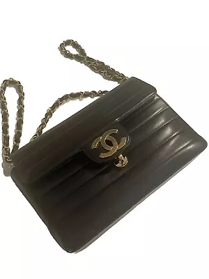 Chanel Mademoiselle Black Horizontal Classic Jumbo Flap Bag 24k GHW WOW! • $4999.99