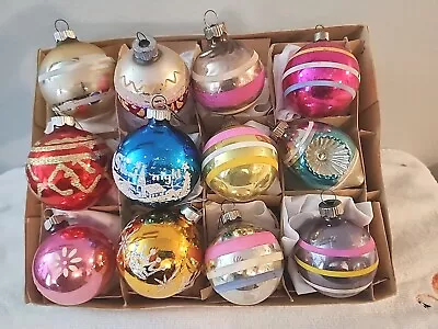 12 Vintage 1950's Shiny Brite & USA Stenciled Mercury Glass Christmas Ornaments • $79