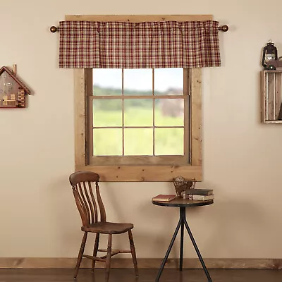 VHC Brands Rustic 16 X60  Plaid Valance Red Thanksgiving Kitchen Window Curtains • $16.20