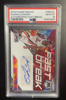 Kawhi Leonard 2019-20 Mosaic Fast Break Autograph Auto Sp Psa 10 Clippers Mvp • $400