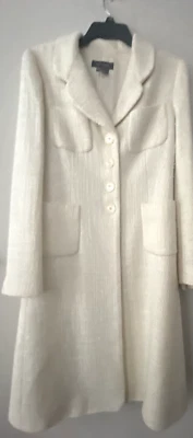 $39.99 • Buy ZARA Sz 8 CREAM  WOOL BLEND 4 Button TEXTURED COAT OVERCOAT