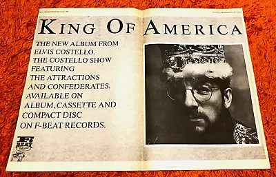 Elvis Costello King Of America Vintage ORIG 1986 Press/Mag ADVERT Poster-Size • $6.21