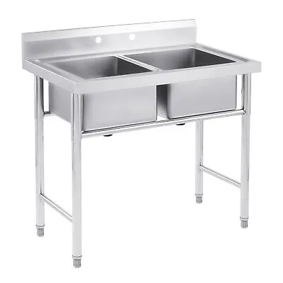 Commercial Utility Stainless Steel Sink Freestanding Kitchen Sink 3 Compartment • $177.99