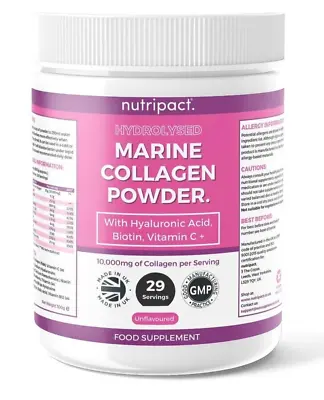 Premium Hydrolysed Marine Collagen Peptides Powder 10000mg | Hair Skin & Nails • £39.99