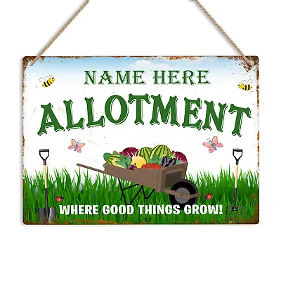 ALLOTMENT PERSONALISED Metal Sign Hanging Plaque Name Text Garden House Shed   • £8.49