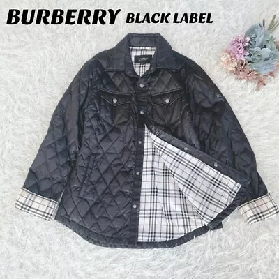 Burberry Black Label Quilted Jacket Nova Check Black Button Men Size L Used • $84