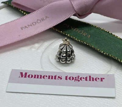 $35 • Buy PANDORA - Silver & 14k Gold Christmas Tree Two Tone Charm - 790365 Authentic Ale