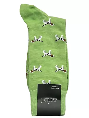 NWT J CREW Socks One Size Green Hunting Pointer Dogs #40 • $14.75