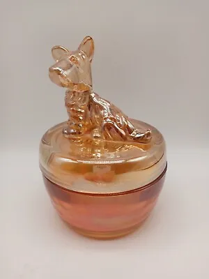 Vintage Amber Glass Scotty Dog Powder Jar  • $8.95