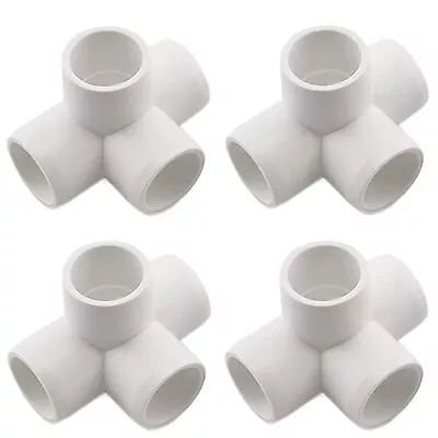 6 Pcs 1/2  4 Way SCH40 Furniture Grade PVC Pipe Fittings PVC Fitting Elbow Co... • $20.33