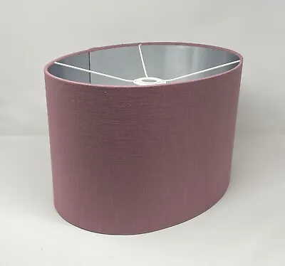 £34.50 • Buy Lampshade Mauve Textured 100% Linen Brushed Silver Oval Light Shade