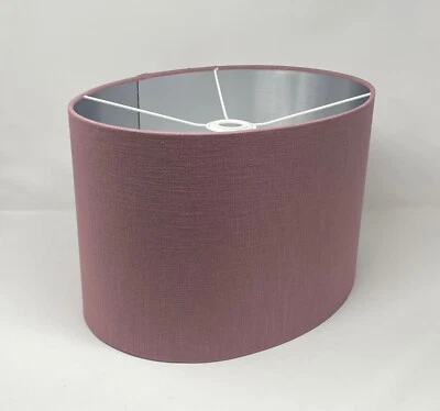 Lampshade Mauve Textured 100% Linen Brushed Silver Oval Light Shade • £35.50