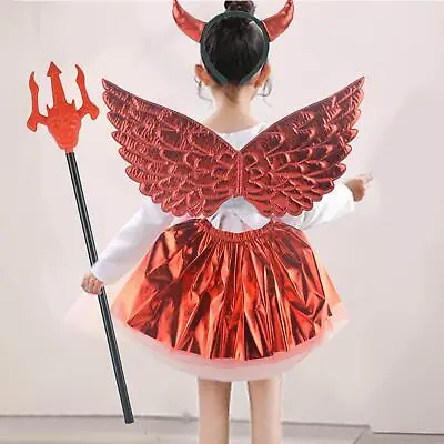 Halloween Devil Costume Set Birthday Carnivals Children With Wing Pitchfork • $10.31
