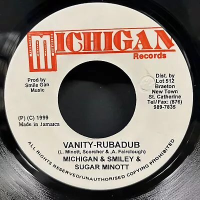 Michigan & Smiley & Sugar Minott ‎– 'Vanity-Rubadub' 7  Single 1999 Jamaica NM X • $15