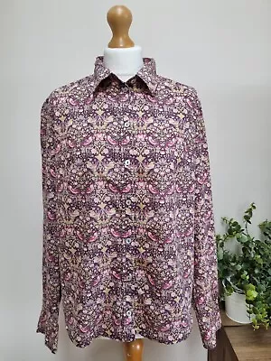 Linen Lawn Size 18 Liberty Print Shirt Strawberry Thief Cotton Small Flaw • £19.99