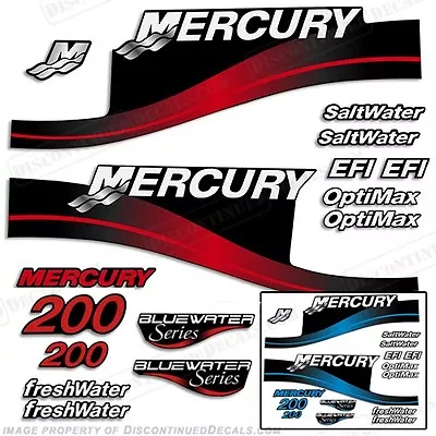 Fits Mercury 200hp Outboard Decal Kit Blue Or Red 200 99-04 All Models Available • $94.95