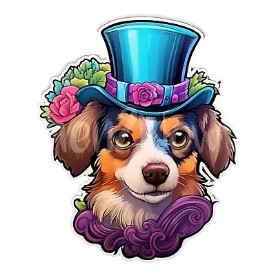 2 Colorful Victorian Dog Vinyl Stickers • $6