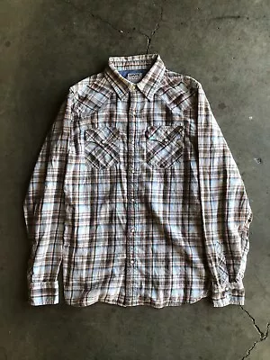 Vintage Levi's Longhorn Plaid Cowboy Western Shirt Sz Small LVC • $27