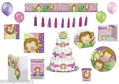 Pink Monkey Girl Baby Shower Decorations | Tableware • $2.37