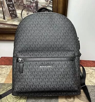Michael Kors Cooper Large Signature Graphic Logo Backpack Book Bag -Black • $179