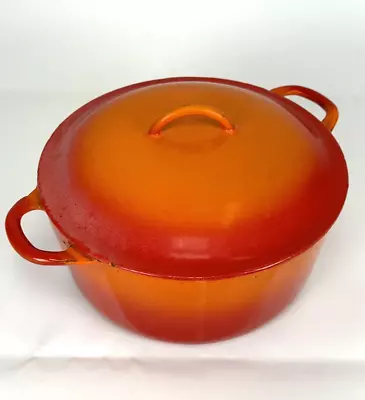 Descoware Orange Flame Enameled Cast Iron Dutch Oven Belgium 5 Qt 9.5 X 4.5  • $34.44