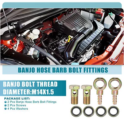 Banjo Bolt M14x1.5 8mm Car Banjo Hose Barb Bolt Fittings Adapter (Set Of 2) • $11.49