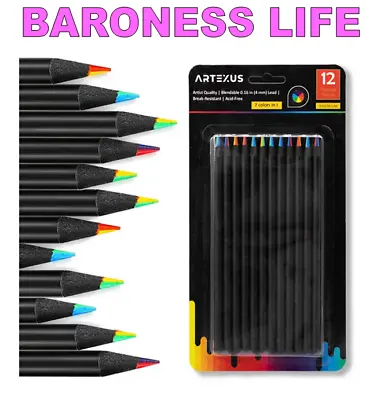 12pcs Rainbow Pencils 4mm Core (5 Colors) Colored Pencils For Adults For Art D • £9.99