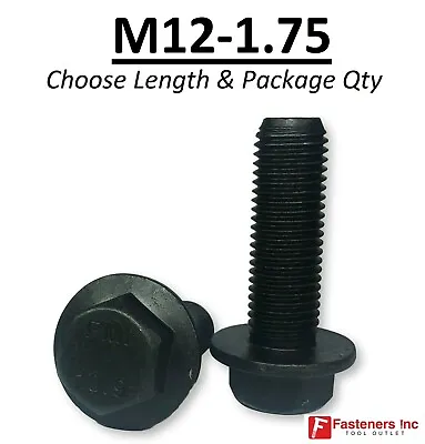 (Choose Length & Qty's) M12-1.75 Grade 10.9 Metric Flange Bolts Black Phos & Oil • $16.19