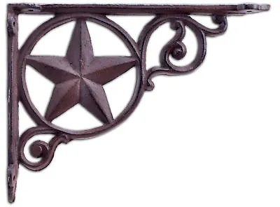 Western Decorative Wall Shelf Bracket Brown Cast Iron Rustic Star Brace 8.75  • $16.99