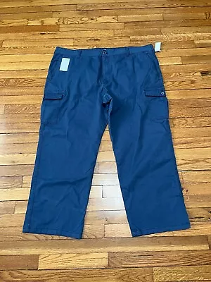 IZOD Mens Saltwater Cargo Pants Mens BIG 46x30 Blue Stretch Chino Cotton NWT $80 • $24.98