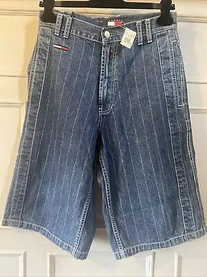 Vintage 1990's Tommy Hilfiger Denim Long Shorts 28W With Tags Zoot Suit • £50