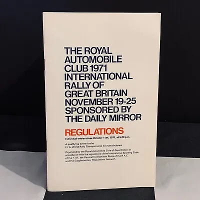 £40 • Buy 1971 Rac International Rally Great Britain Regulation Programme Booklet Saab 96