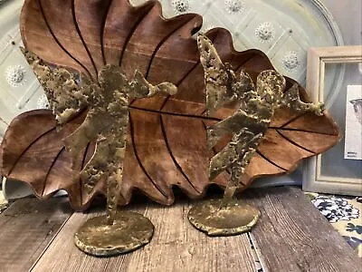 Vintage Brutalist Mid Century Mod Angels Metal Rustic Gold Colored Pair • $76.31