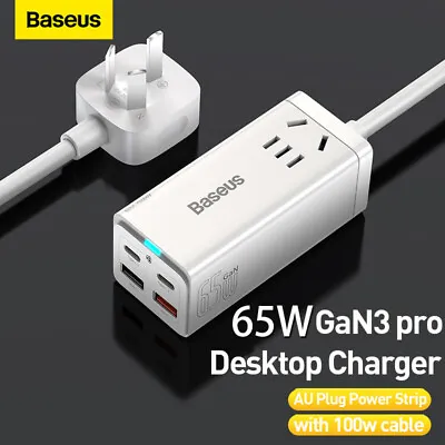 $65.99 • Buy Baseus PD 100W GaN Desktop Charger USB Type C Quick Charging For Macbook IPhone