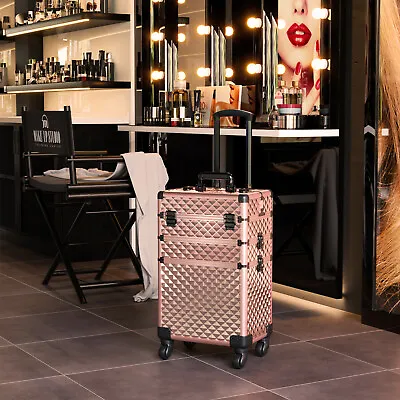 Large Makeup Trolley Beauty Rolling Storage Case Vanity Hairdressing Nail Artist • £65.95