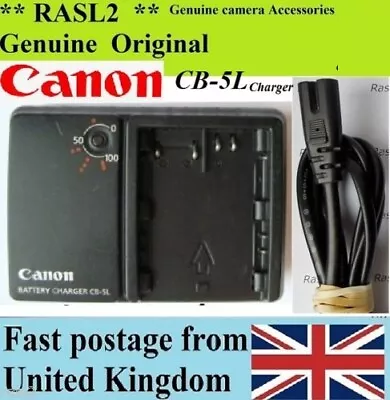 Genuine CANON Charger CB-5L BP-511A EOS 50D 40D 30D 20D 10D5D MK1PowerShot G6 • £19.95